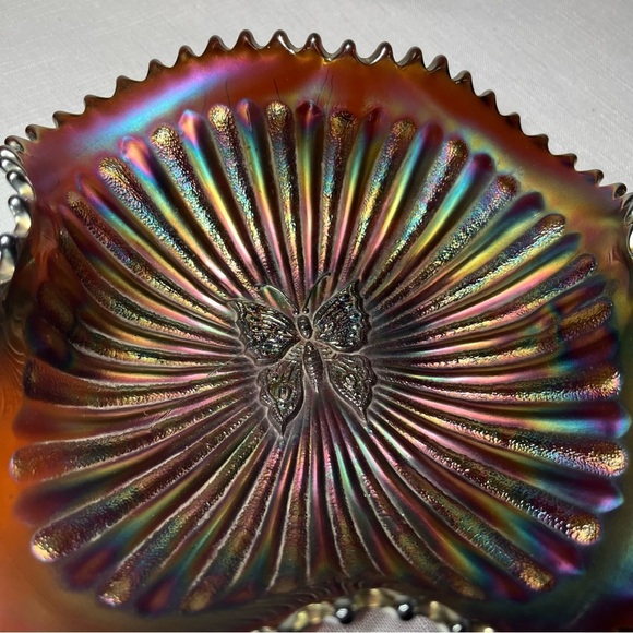 Antique NORTHWOOD Carnival Nappy Dish. Candy. Trinkets. Pickles. - Picture 3 of 6